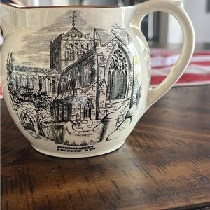 Gray's Pottery Ceramic Creamer with Hexham Abbey Founded in 674